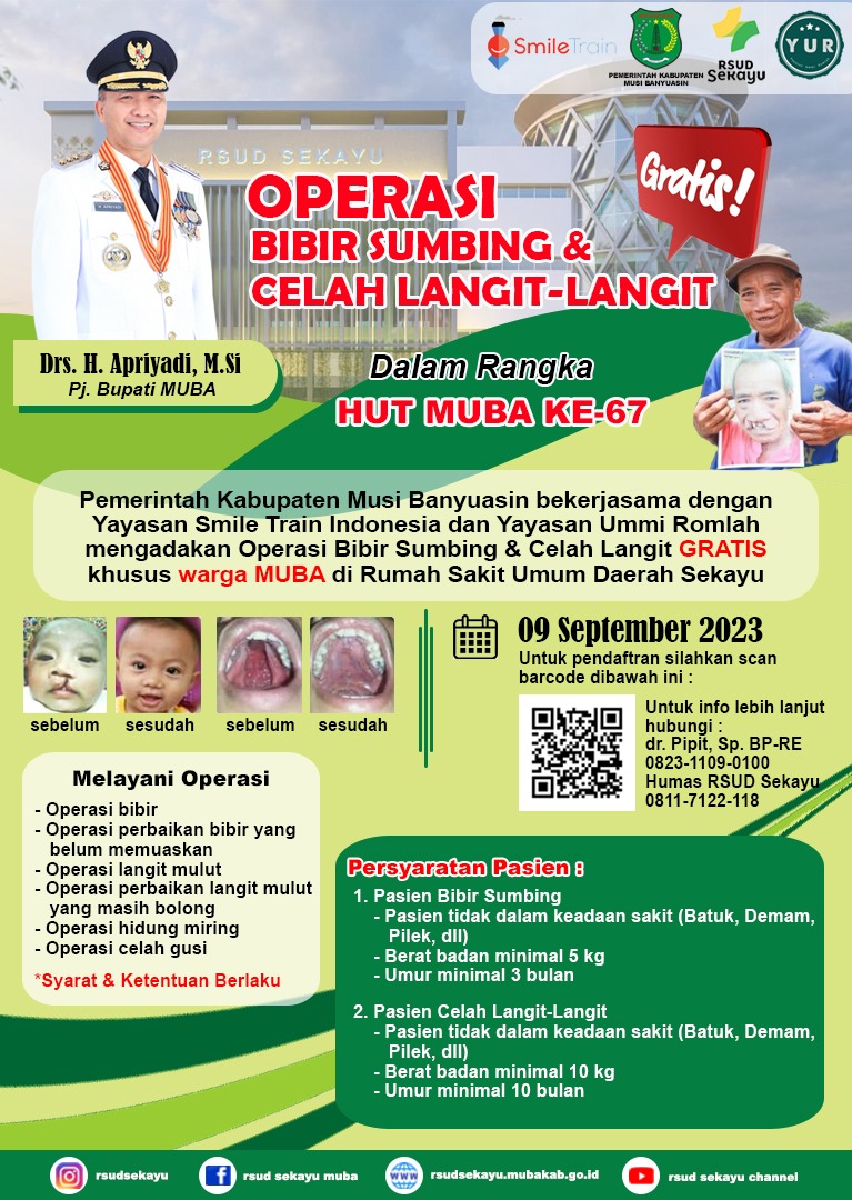 Ayo..!! Buruan Ikuti Operasi Bibir Sumbing Gratis di RSUD Sekayu 