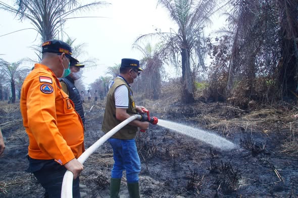 Bupati Muba Turun ke Muara Medak, Petugas dan Warga Bersatu Padamkan Karhutla