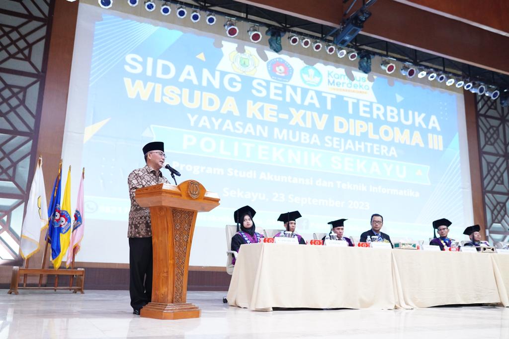 Hadiri Wisuda ke 14 Politeknik Sekayu, Pj Bupati Apriyadi Minta Lulusan Terus Upgrade Kemampuan 