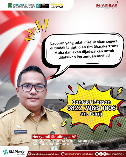 HUT Kemerdekaan RI Ke-80: Disnakertrans Muba Luncurkan Layanan Pengaduan Ketenagakerjaan Inovatif
