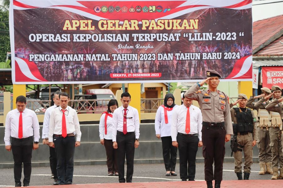 Jelang Nataru, Polres Muba Apel Gelar Pasukan Operasi Lilin Musi 2023