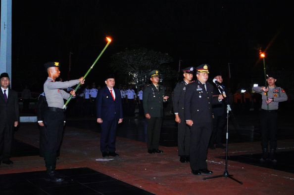 Pj Bupati Bersama Forkopimda Muba Ikuti Apel Kehormatan dan Renungan Suci 