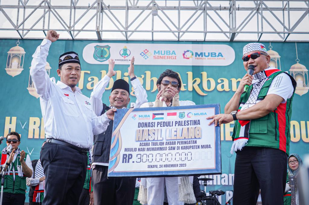 Tauke Karet dan Minyak di Muba Rebutan Ikut Lelang Gitar Rhoma Irama untuk Palestina